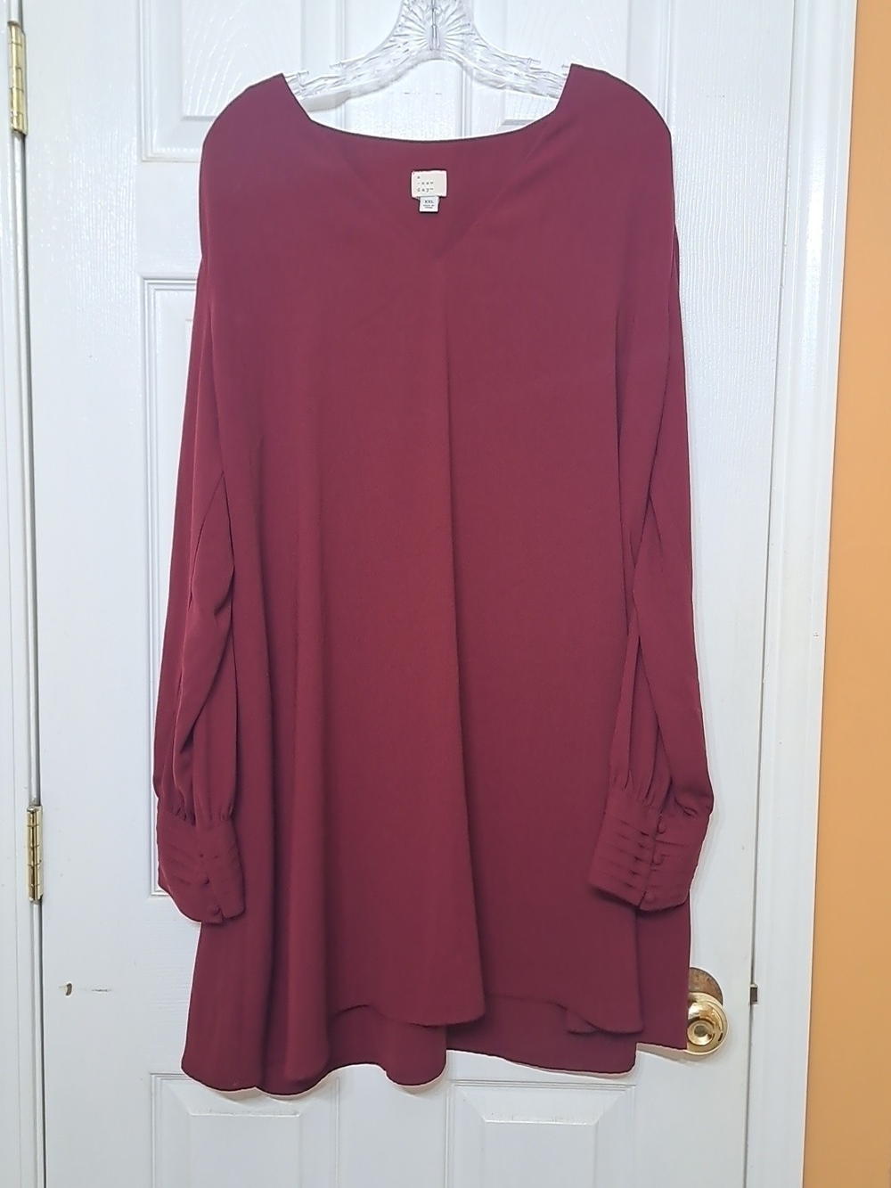 A New Day Burgundy Long Sleeve Swing Tunic Dress